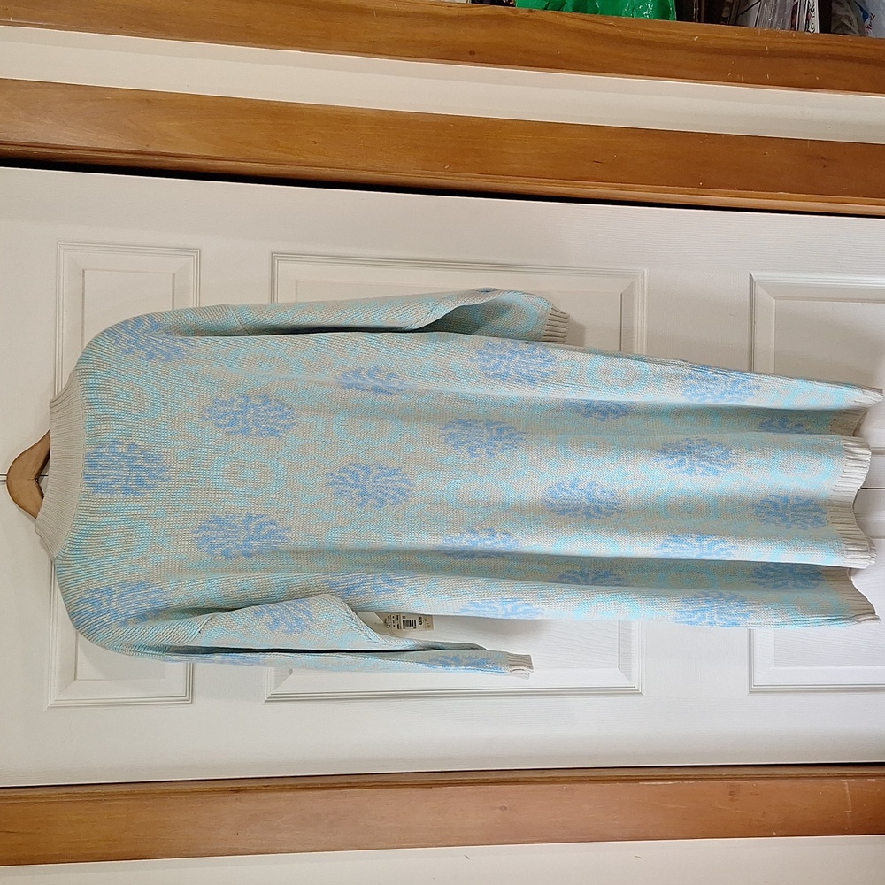 Vintage Y2K Joan Harper II mock turtleneck maxi sweater dress - 3X - beige/blue - Picture 4 of 8